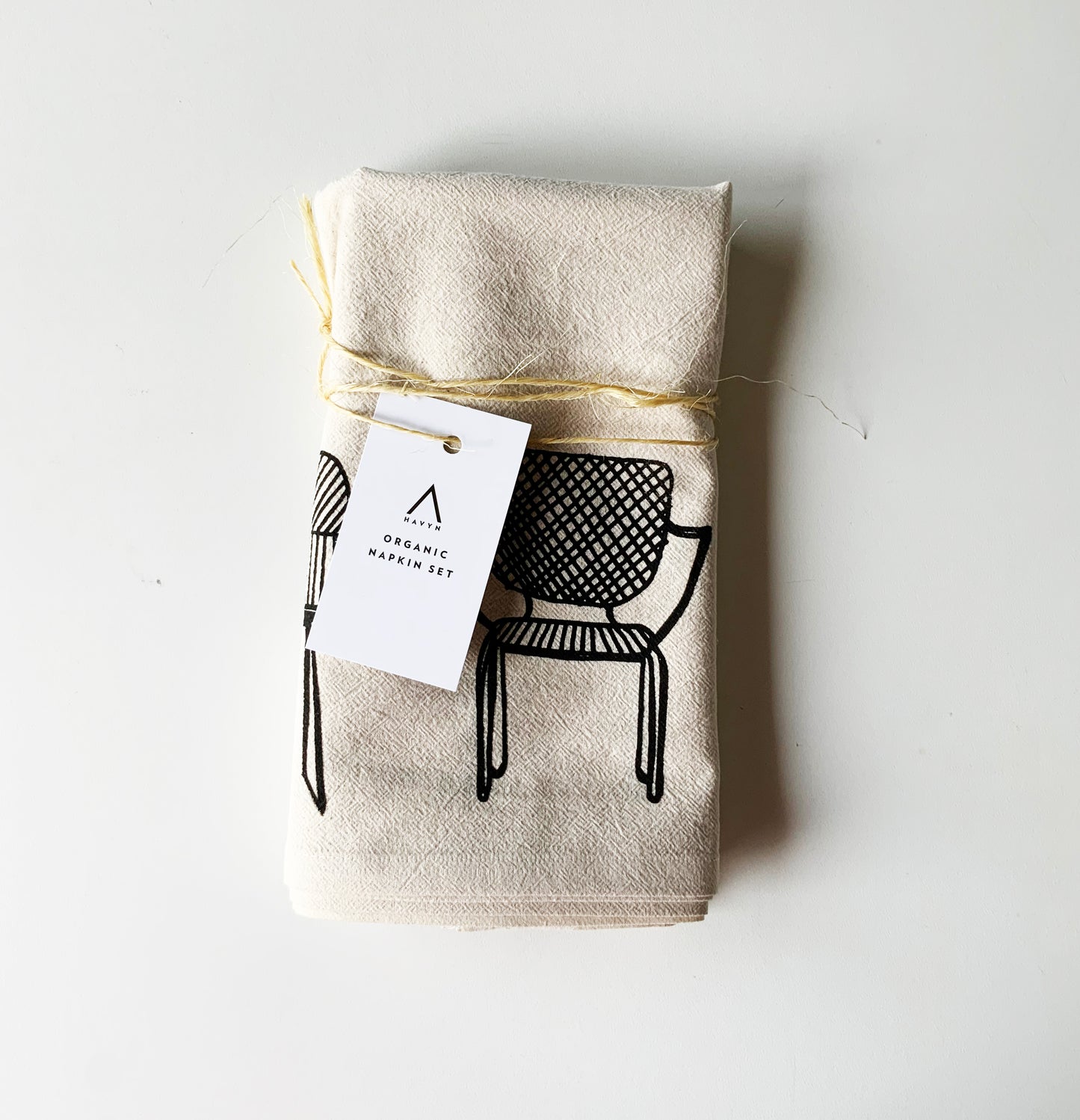 Organic Modern Chairs Hand Printed Napkins Set of 4 or 8