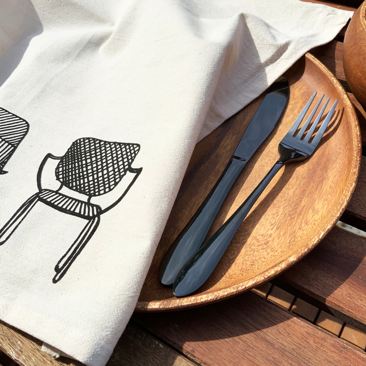 Organic Modern Chairs Hand Printed Napkins Set of 4 or 8