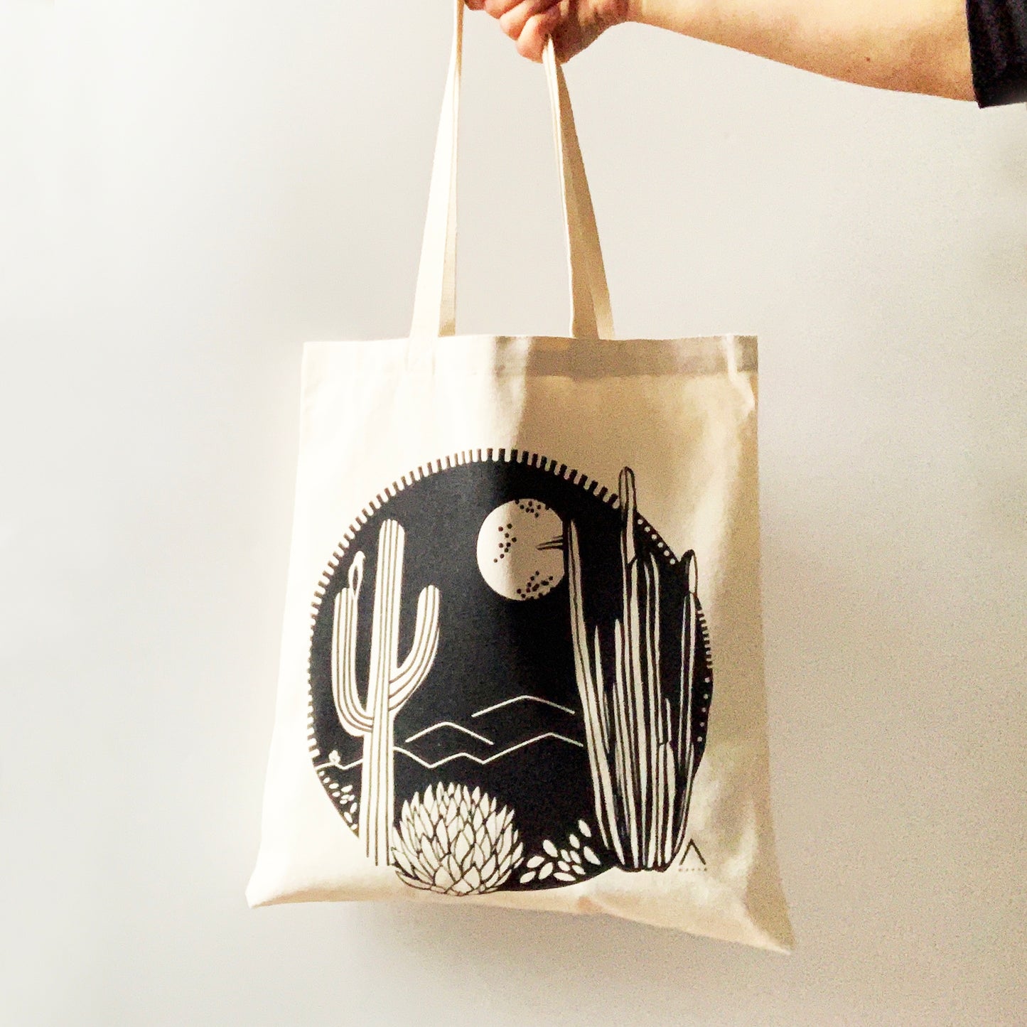 Cactus Crest Hand Printed Every Day Cotton Tote