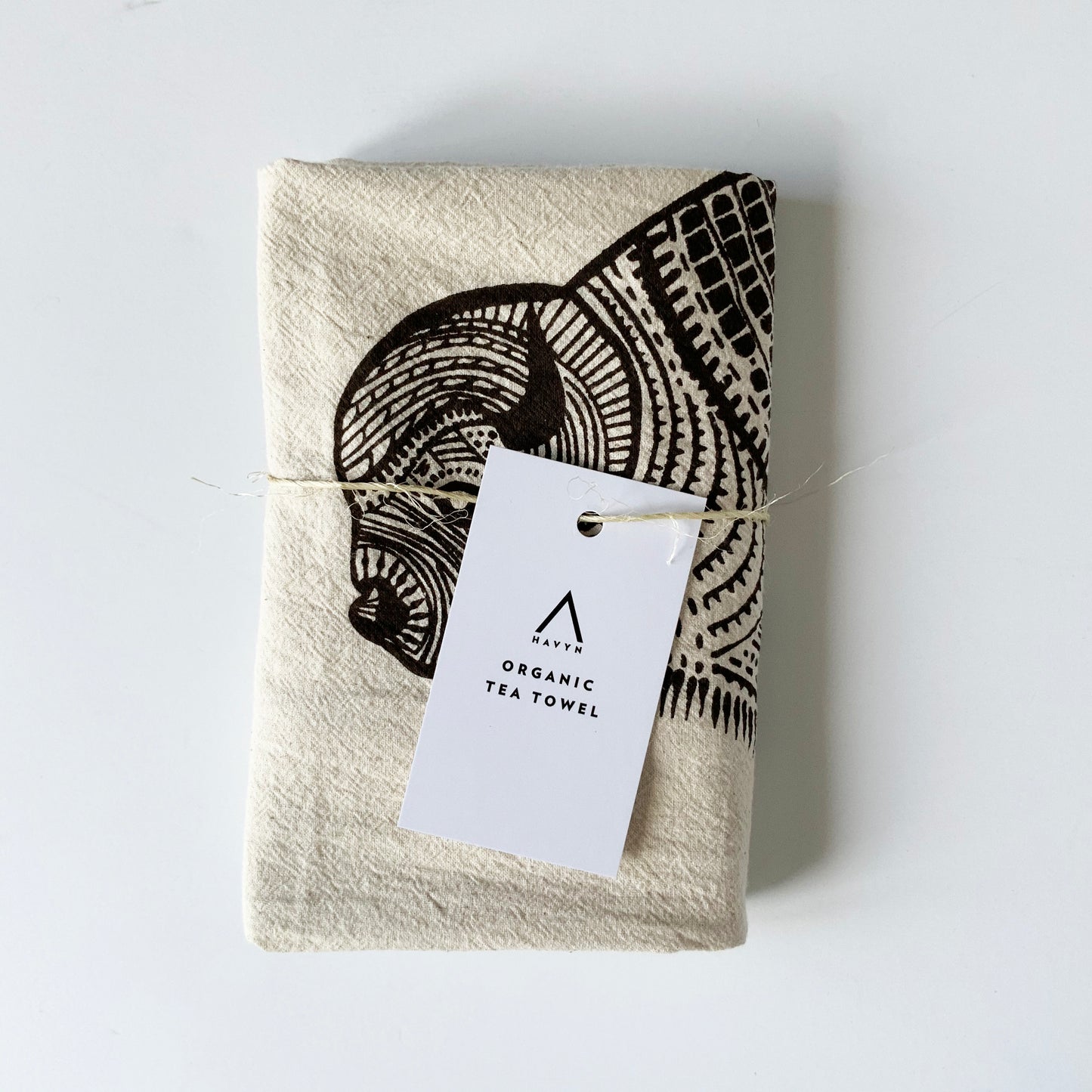 Bison Hand Printed Organic Tea Towel - Brown