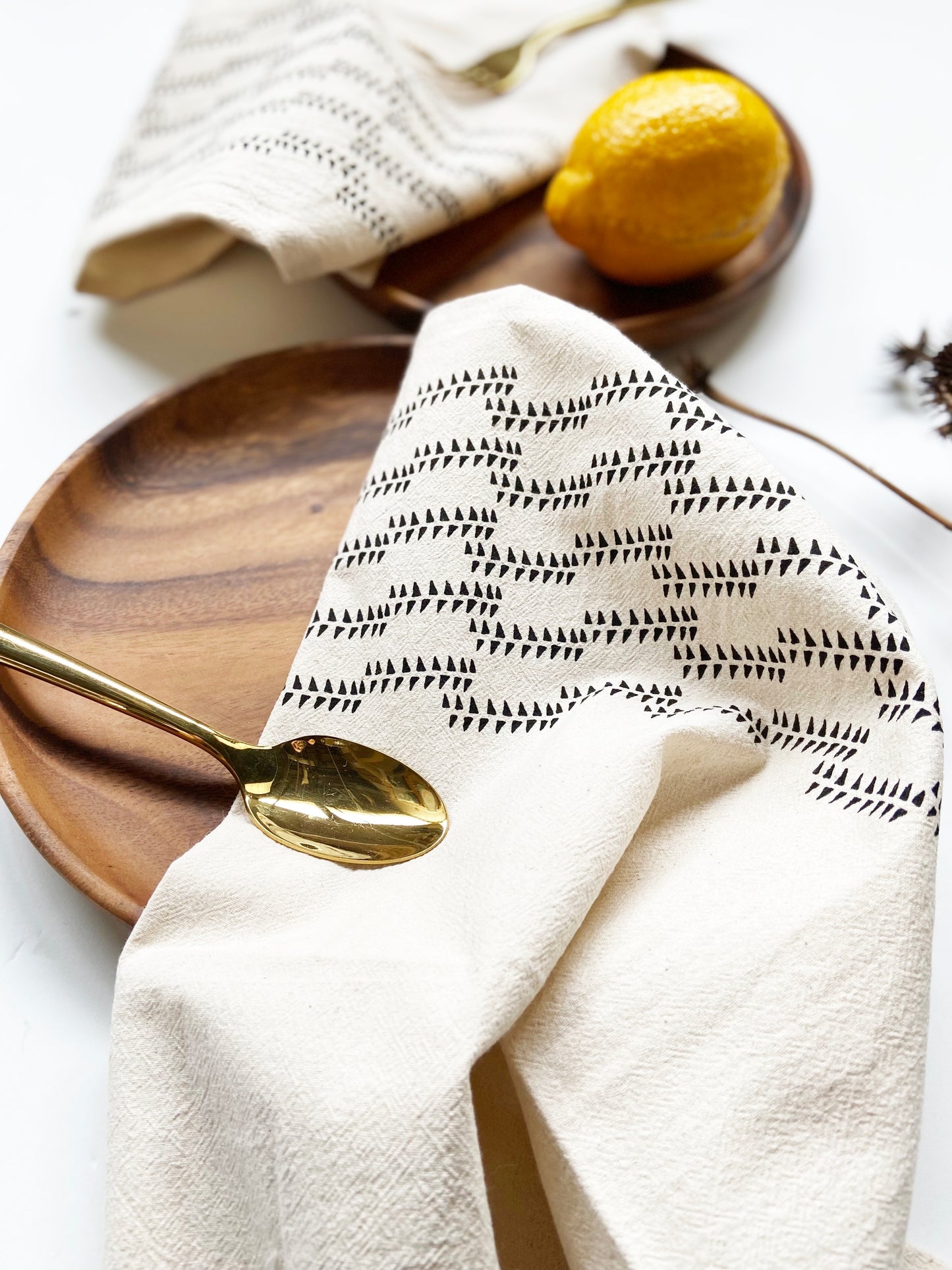 Modern Triangles Organic Hand Printed Napkins Set of 4 or 8