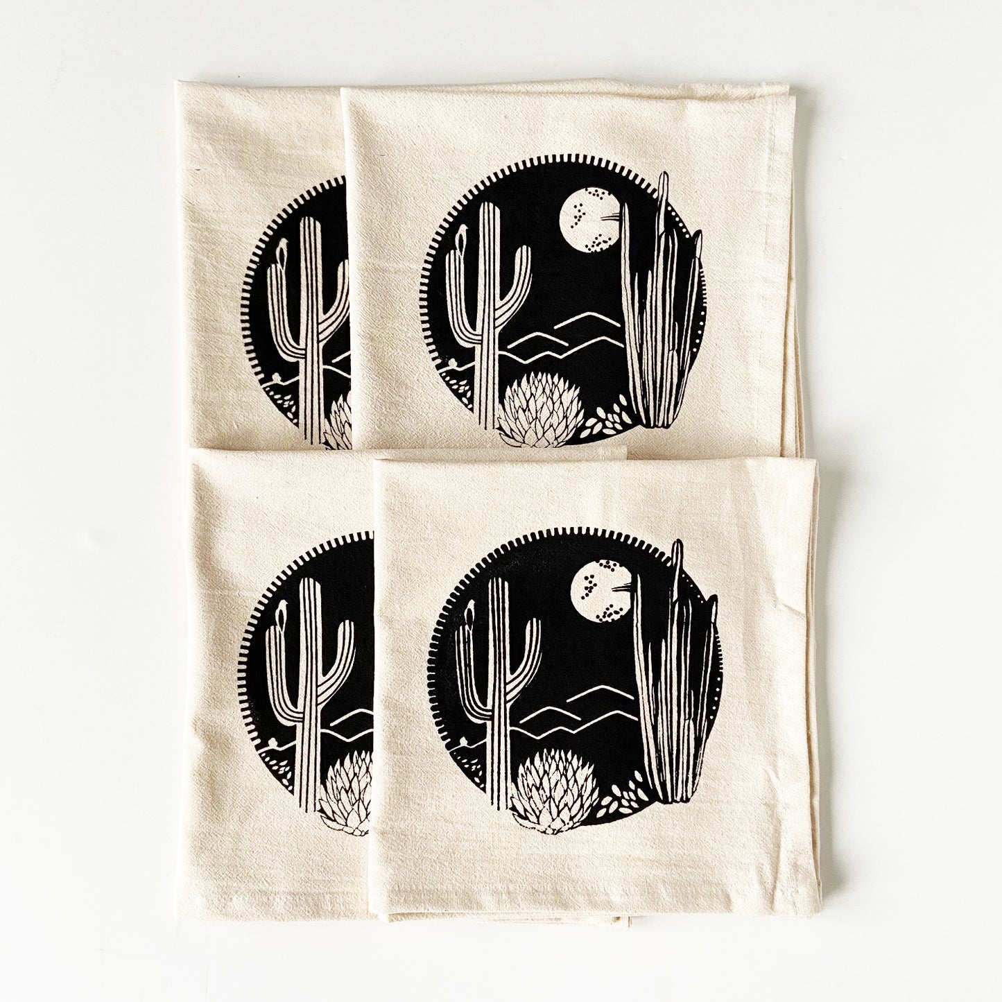 Cactus Crest Organic Hand Printed Napkins Set of 4 or 8