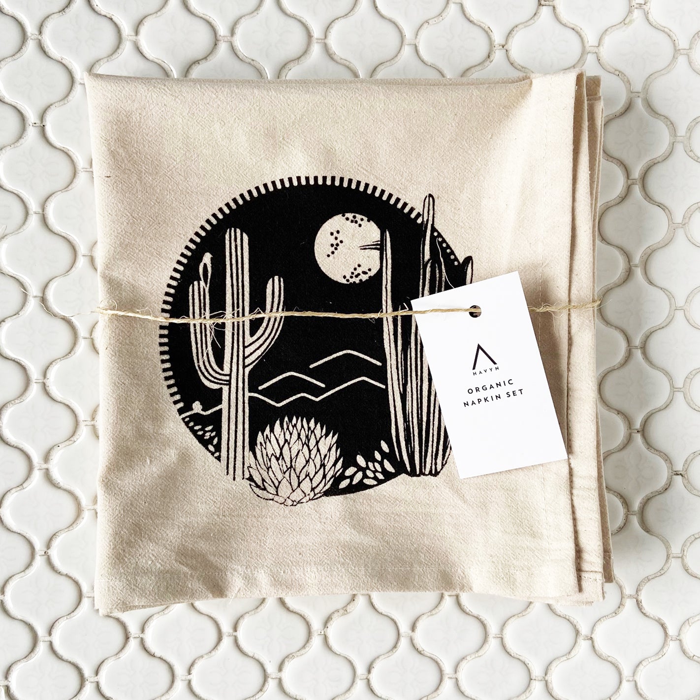 Cactus Crest Organic Hand Printed Napkins Set of 4 or 8