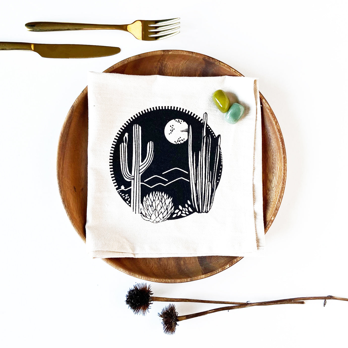 Cactus Crest Organic Hand Printed Napkins Set of 4 or 8