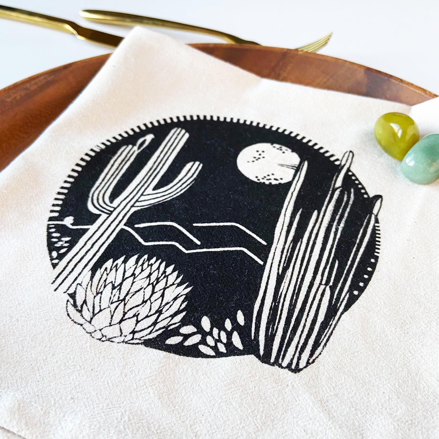 Cactus Crest Organic Hand Printed Napkins Set of 4 or 8