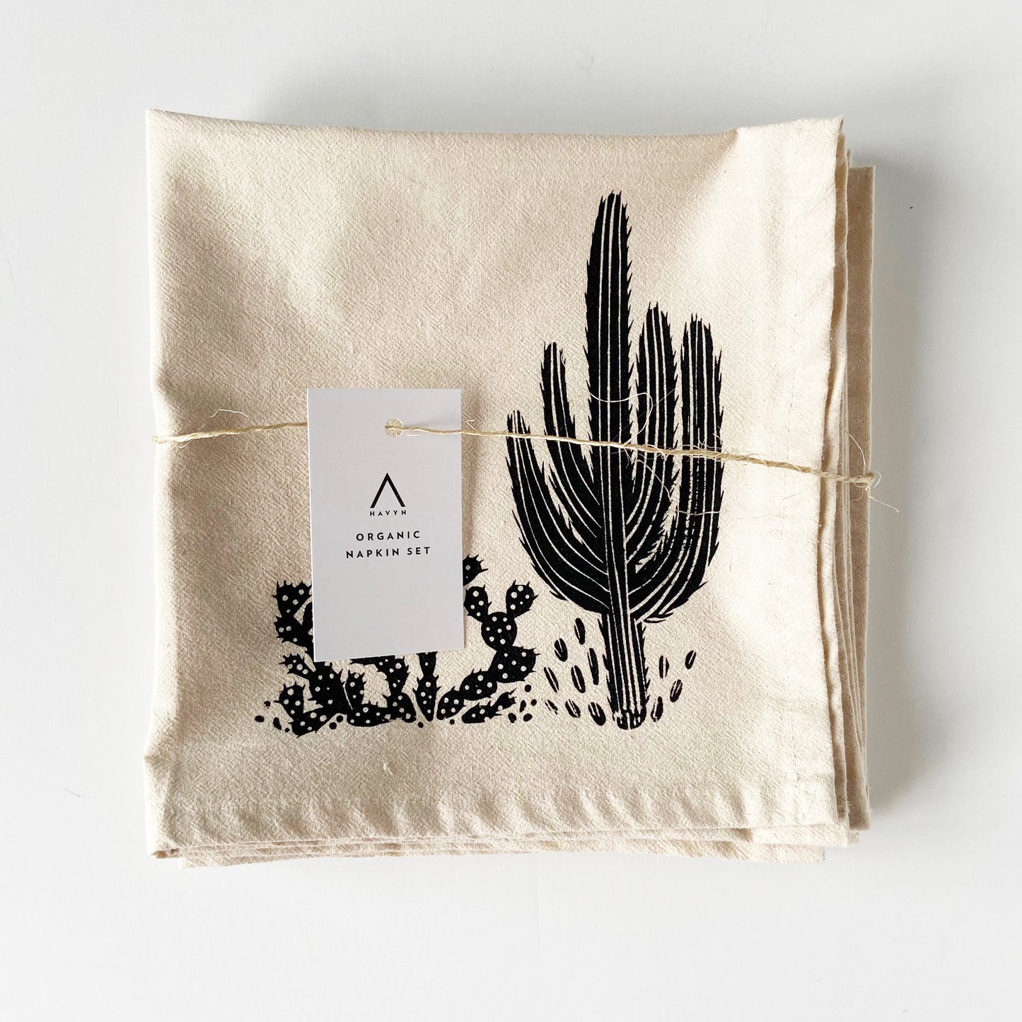 Cacti Saguaro and Prickly Pear Organic Hand Printed Napkins Set of 4 or 8