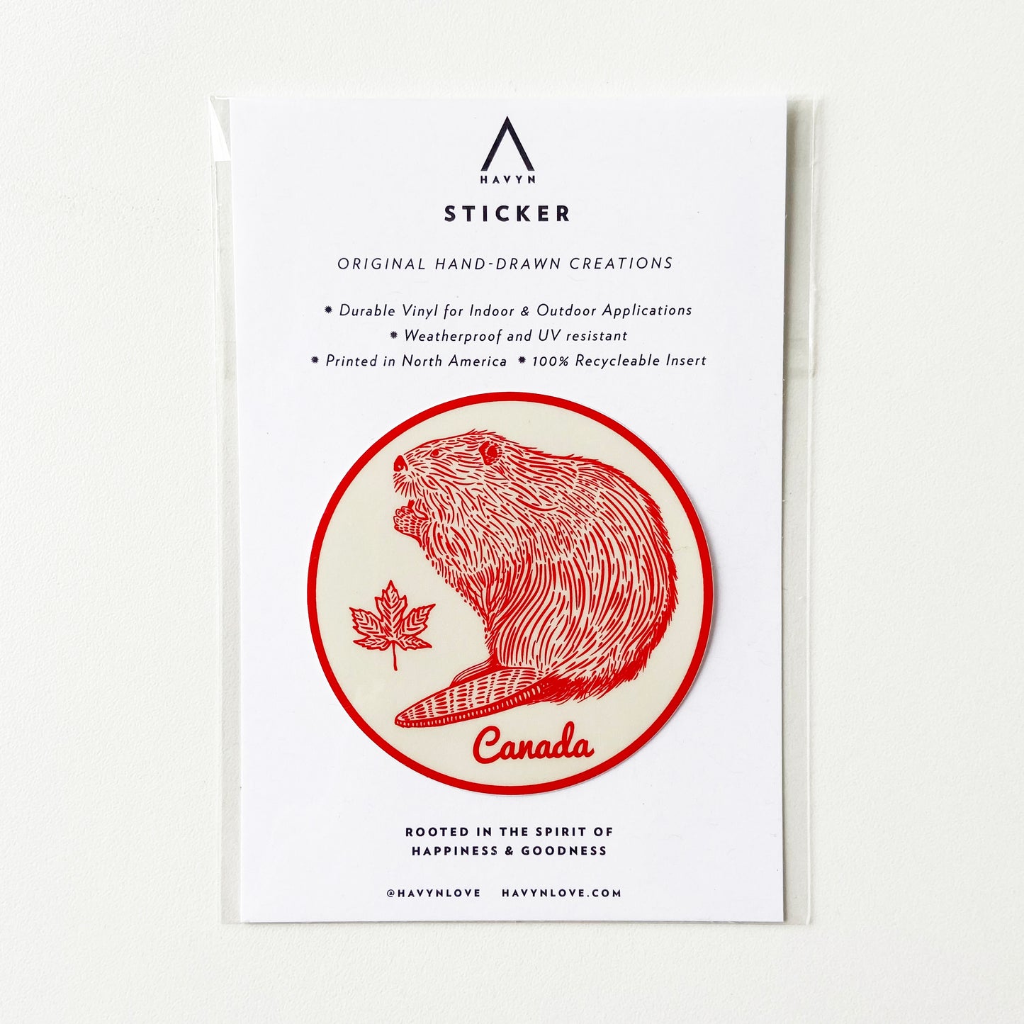 Canada Beaver Red Vinyl Sticker