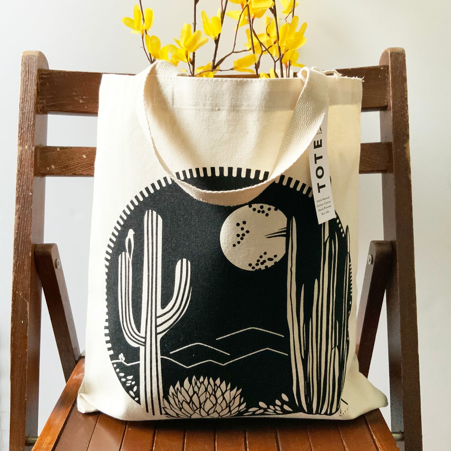 Cactus Crest Hand Printed Every Day Cotton Tote