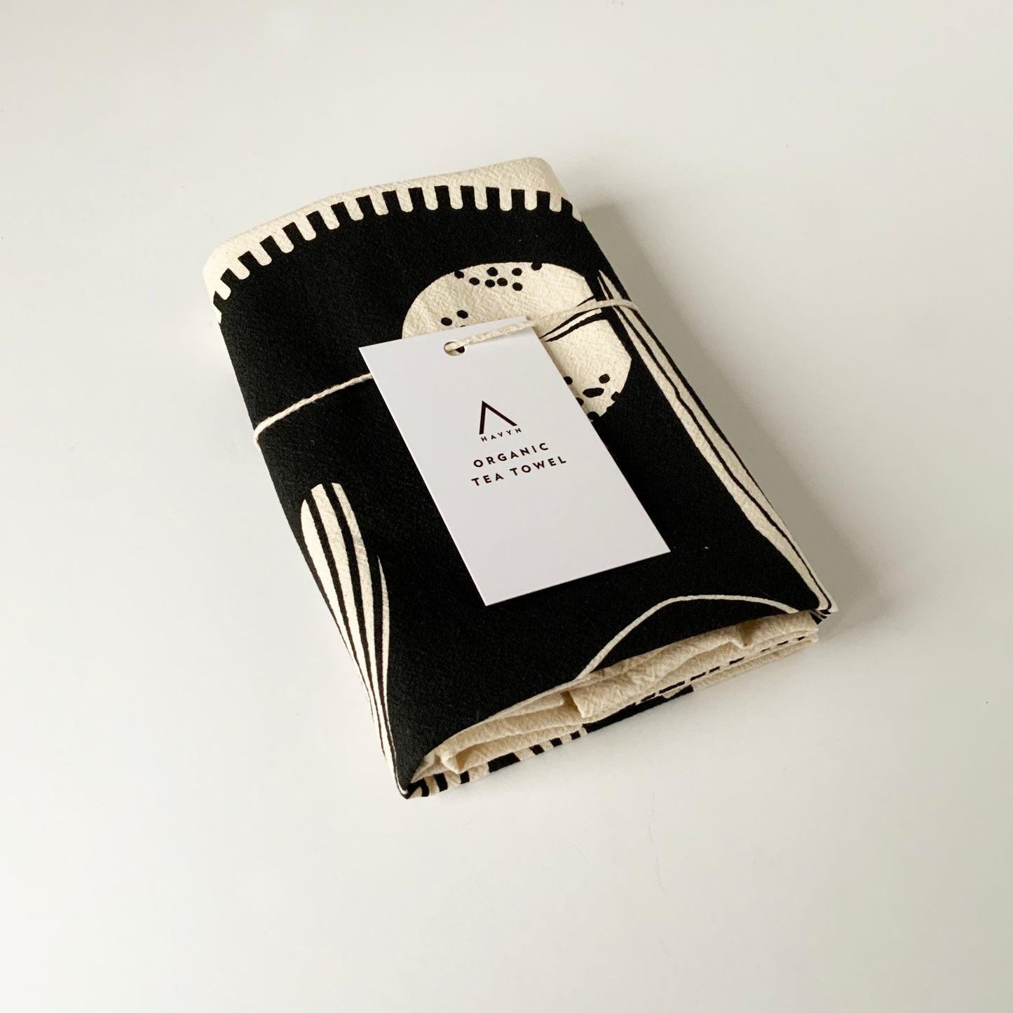 Cactus Crest Tea Towel Hand Printed - Black