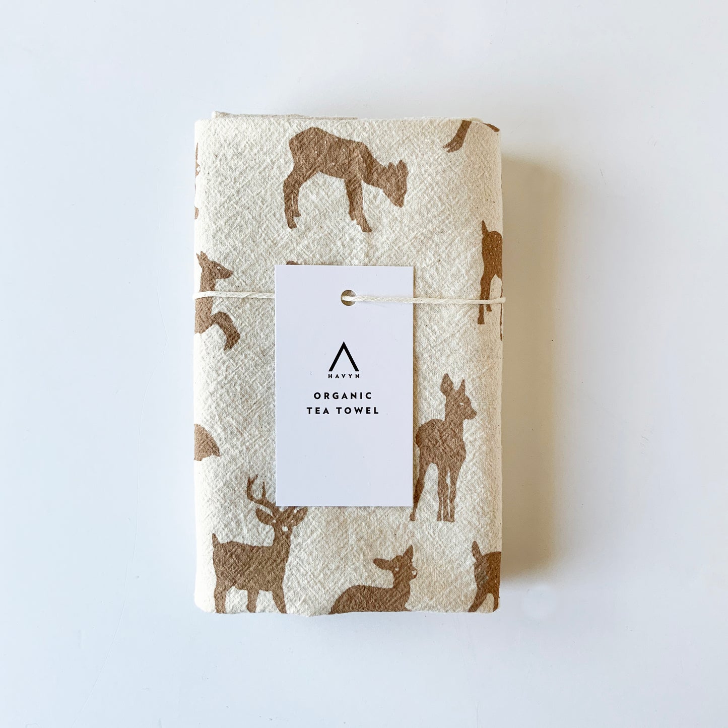 Deers Hand Printed Organic Tea Towel - Limited Edition