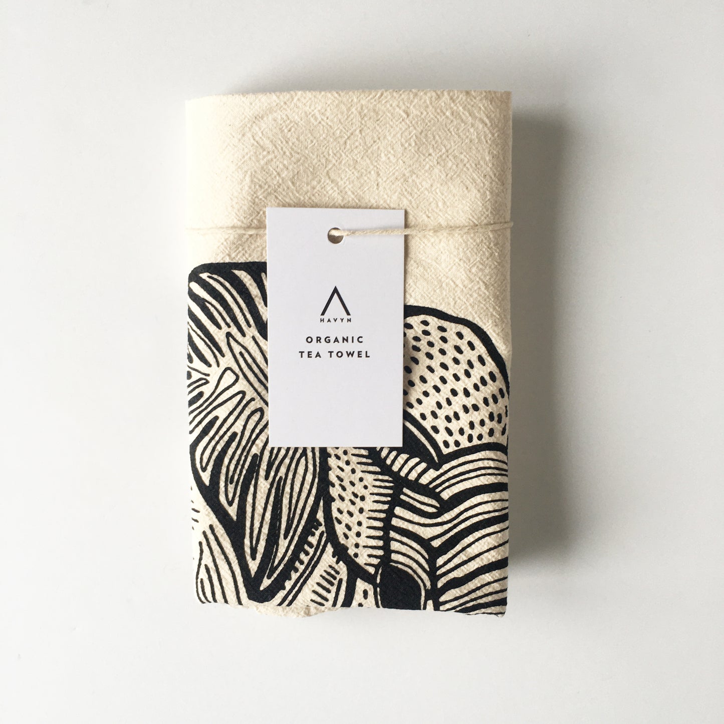 Elephant Tea Towel Organic Hand Printed
