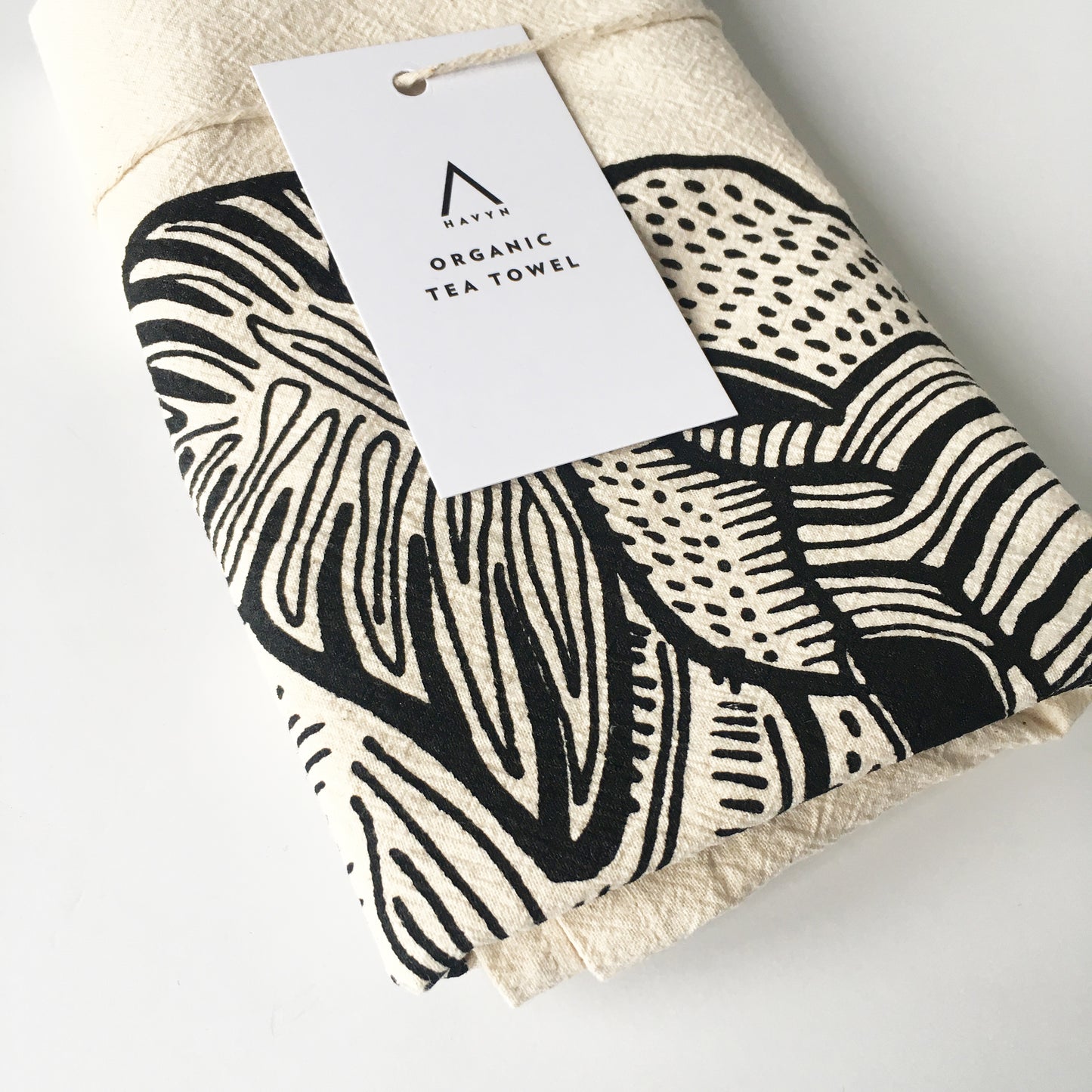 Elephant Tea Towel Organic Hand Printed