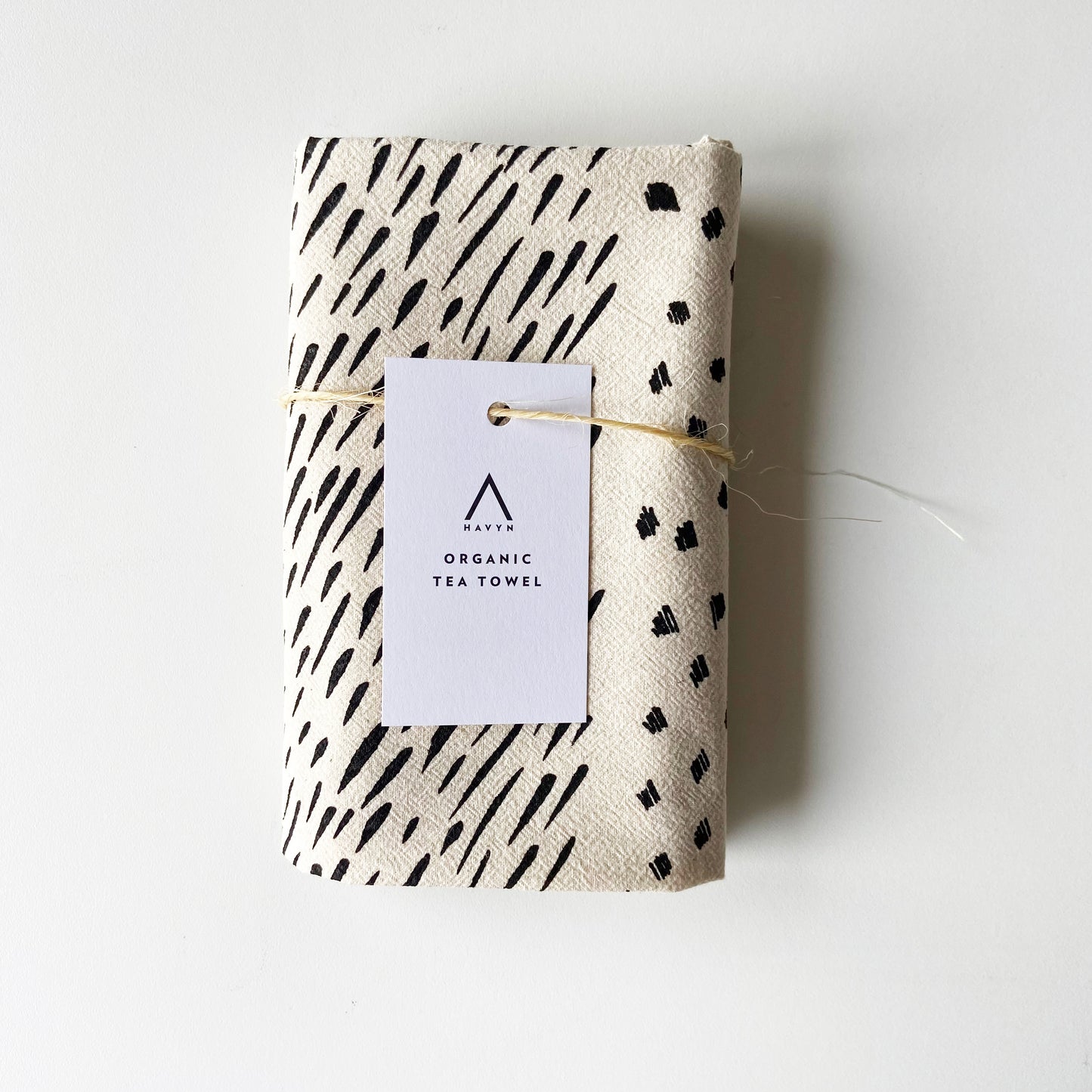 Three Abstracts Hand Printed Organic Tea Towel