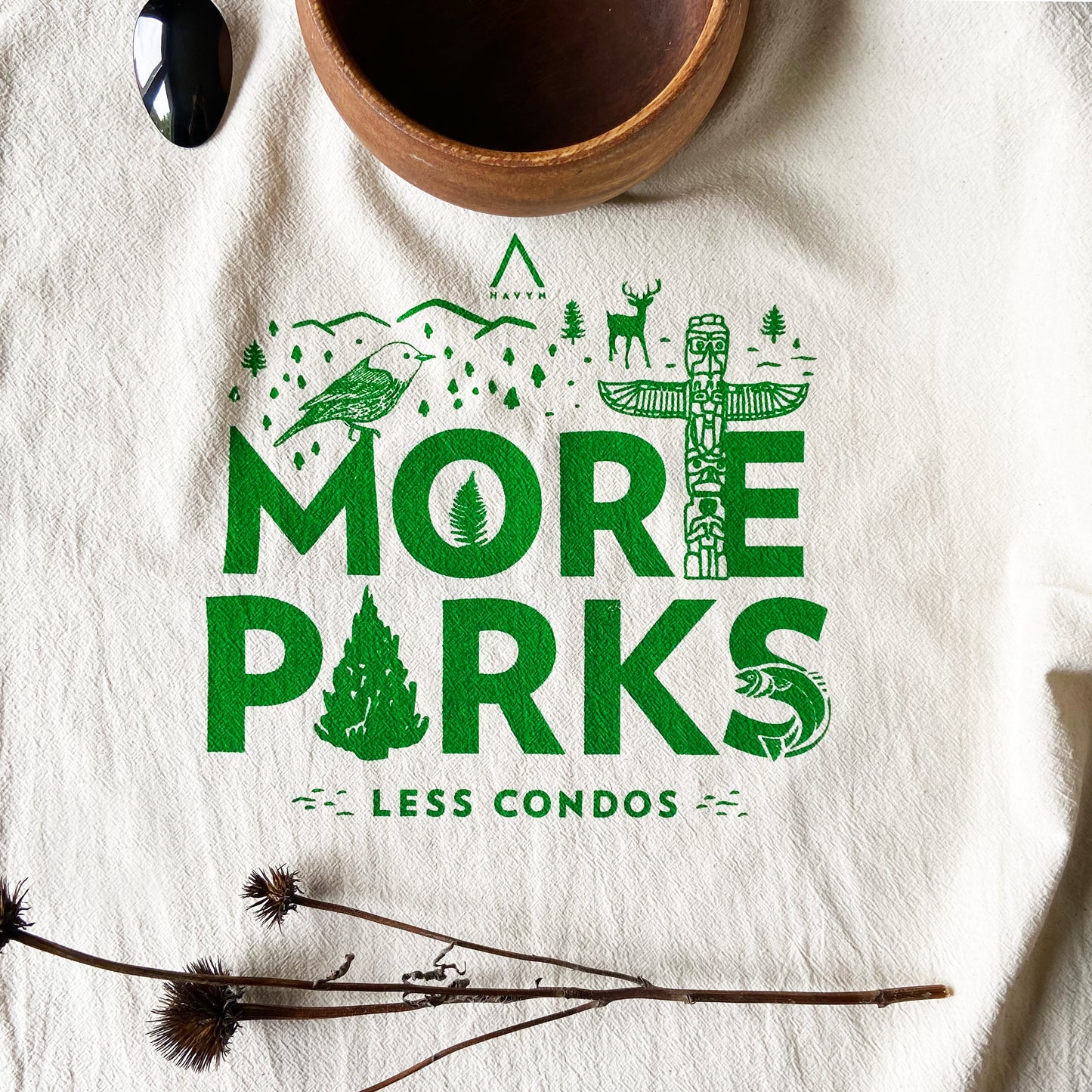 More Parks Hand Printed Organic Tea Towel