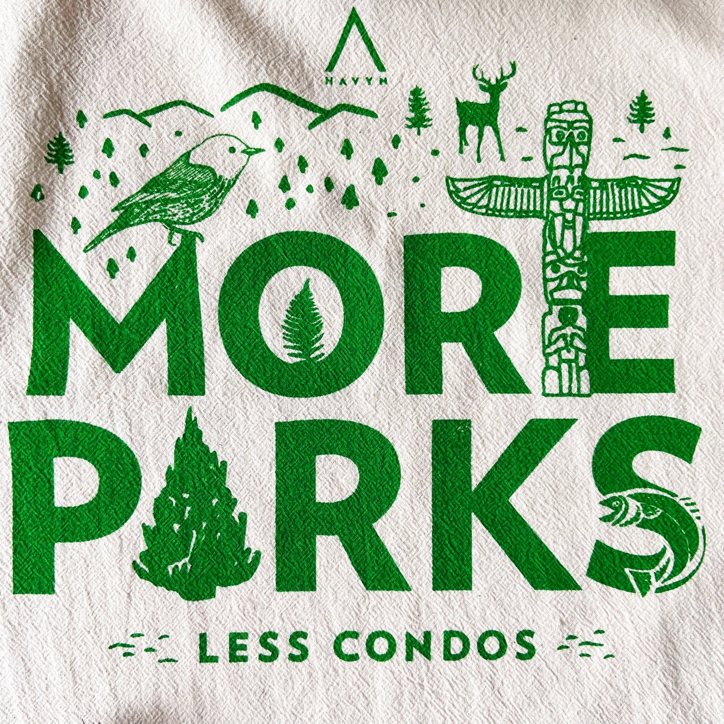 More Parks Hand Printed Organic Tea Towel