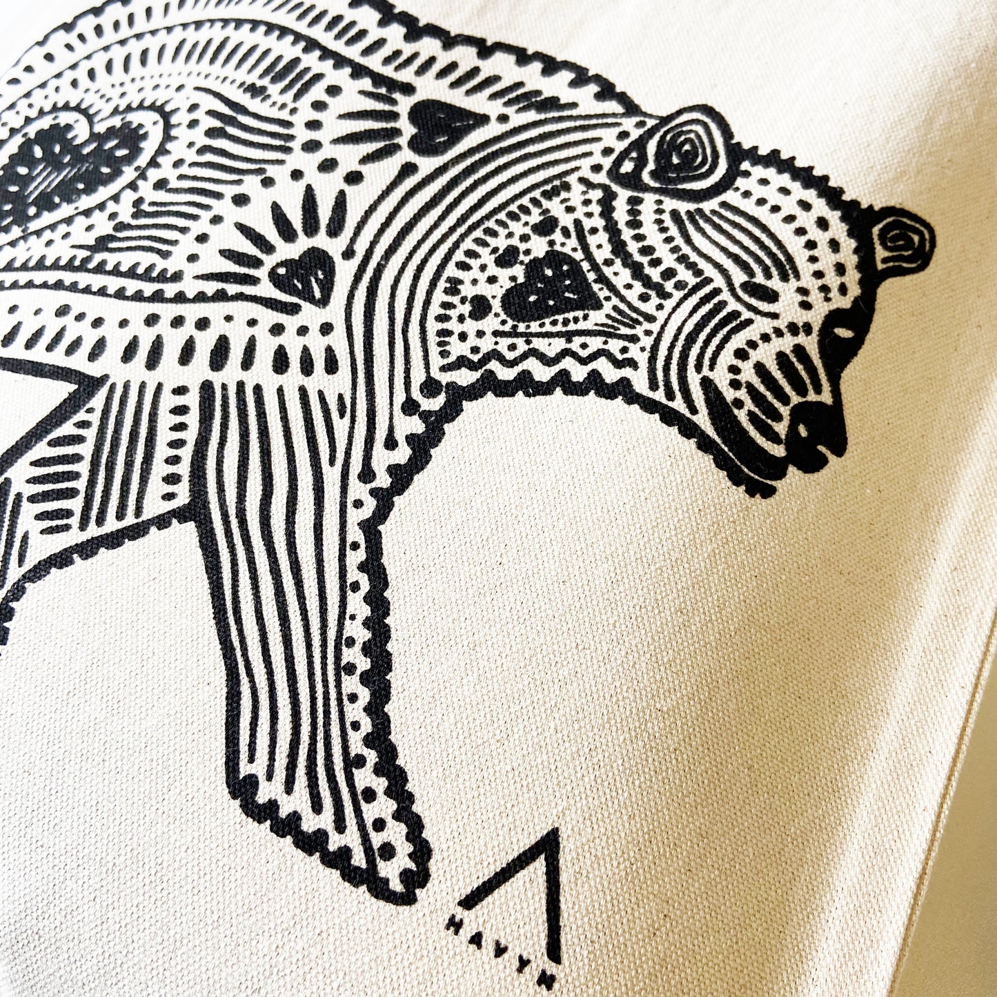 Black Bear Hand Printed Every Day Cotton Tote