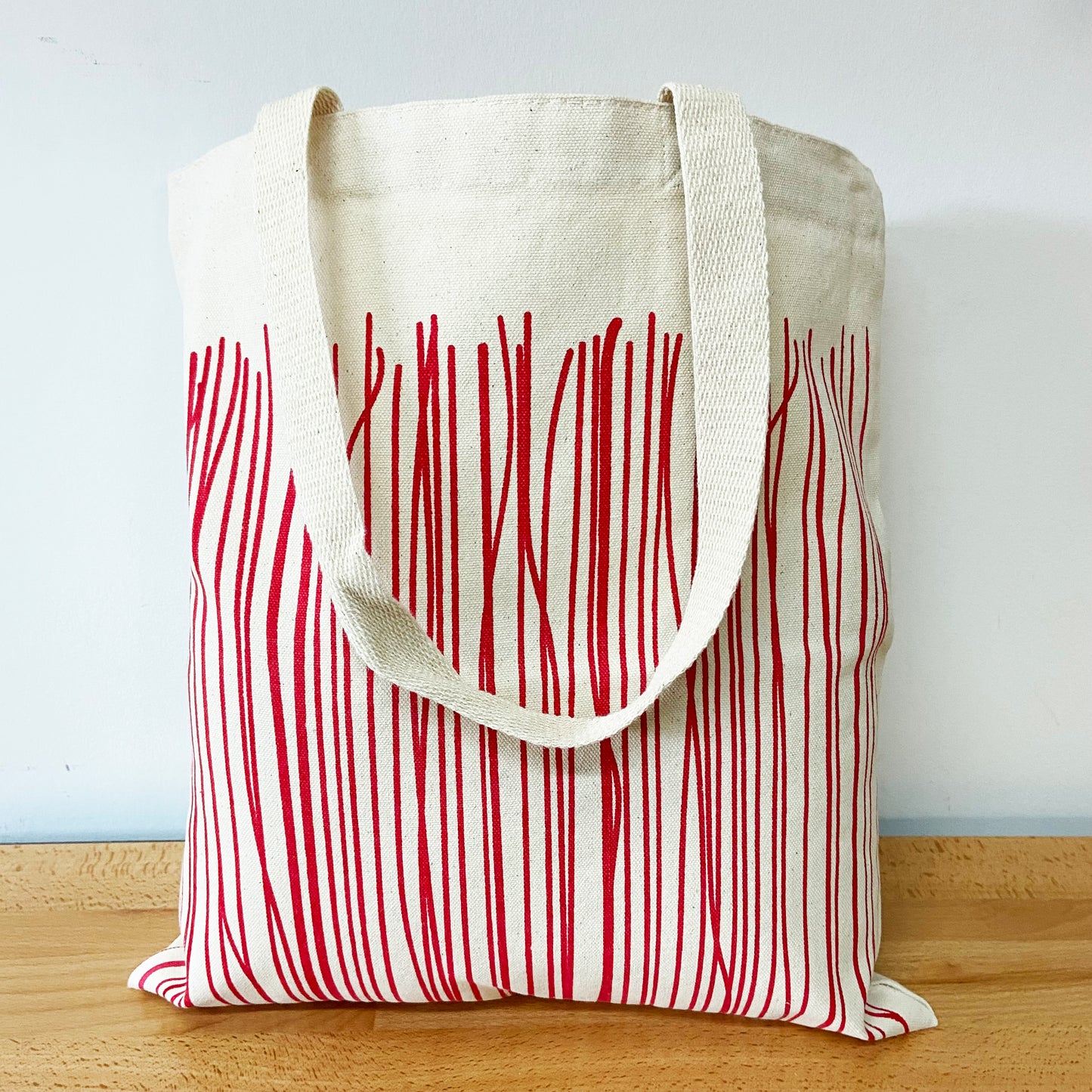 Stripes Hand Printed Every Day Cotton Tote - Blue or Red