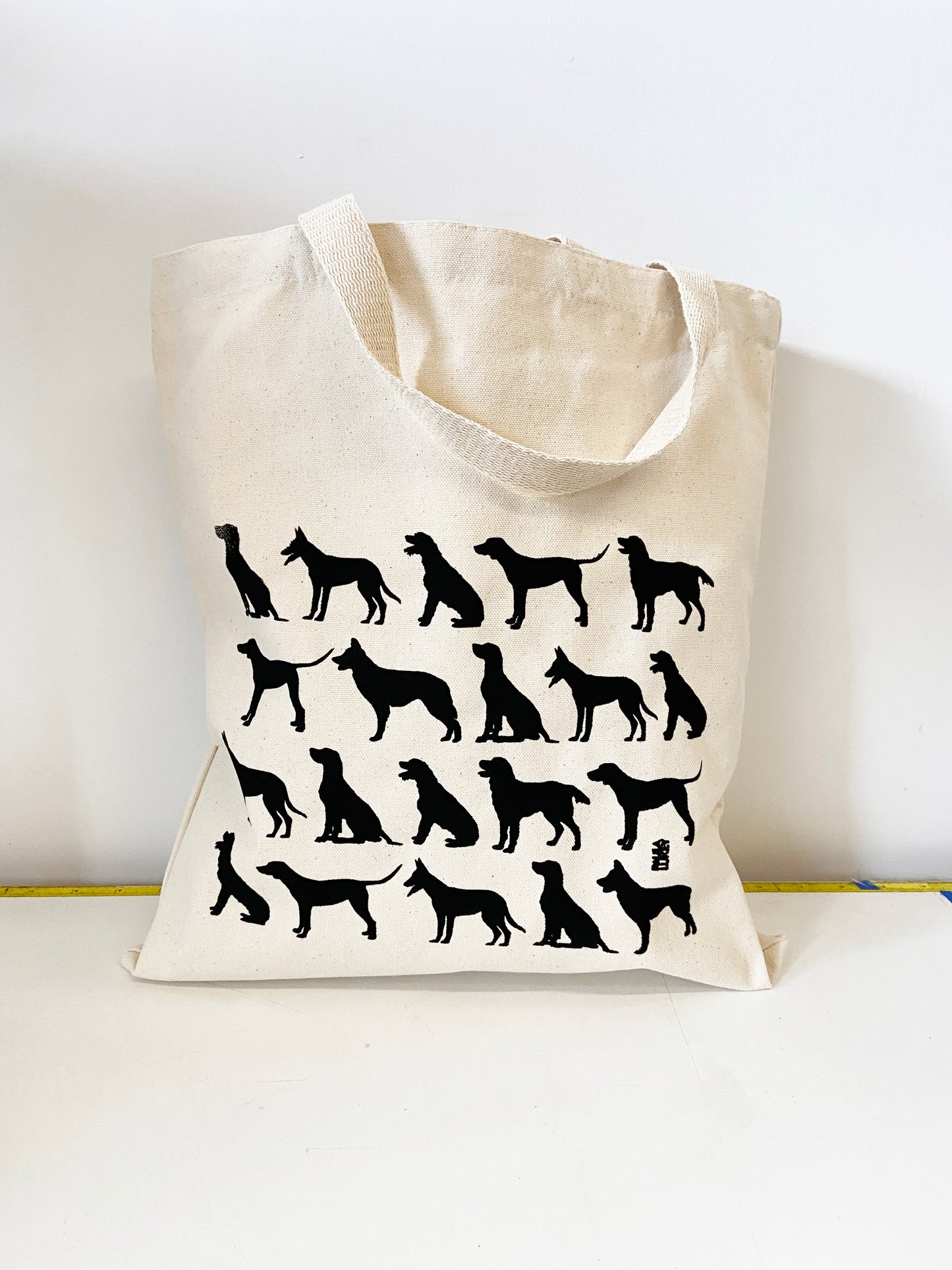 Dogs Print Hand Printed Every Day Cotton Tote