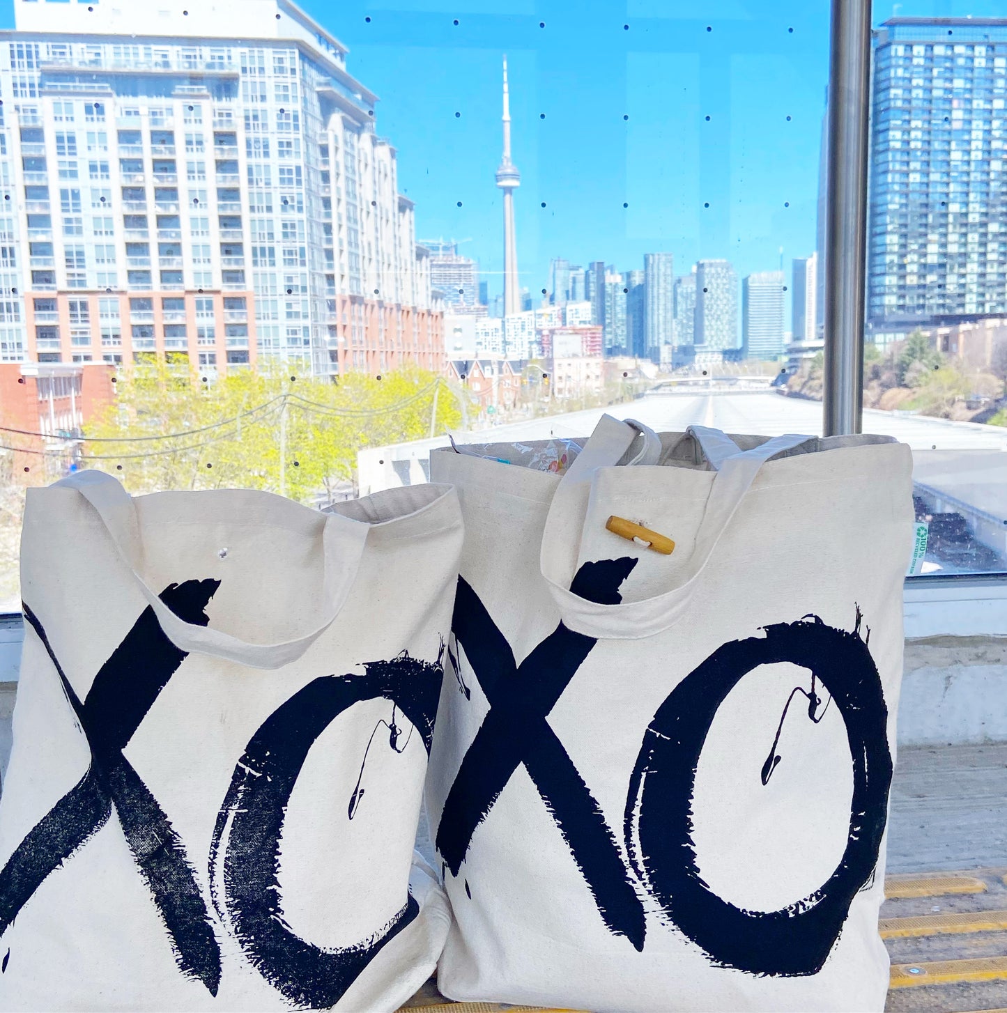 XO Large Recycled Cotton Canvas Tote Bag