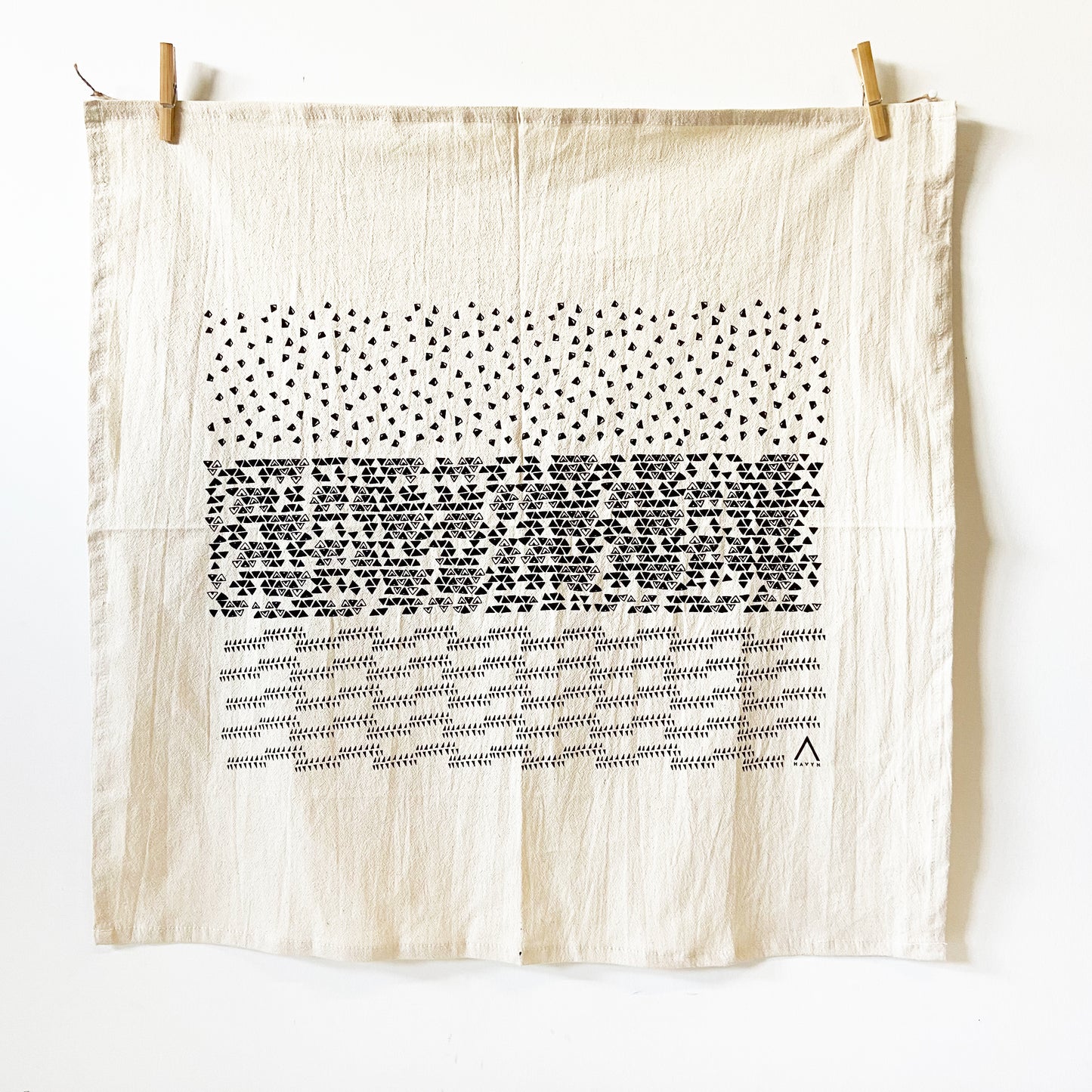 Triangle Abstract Hand Printed Organic Tea Towel