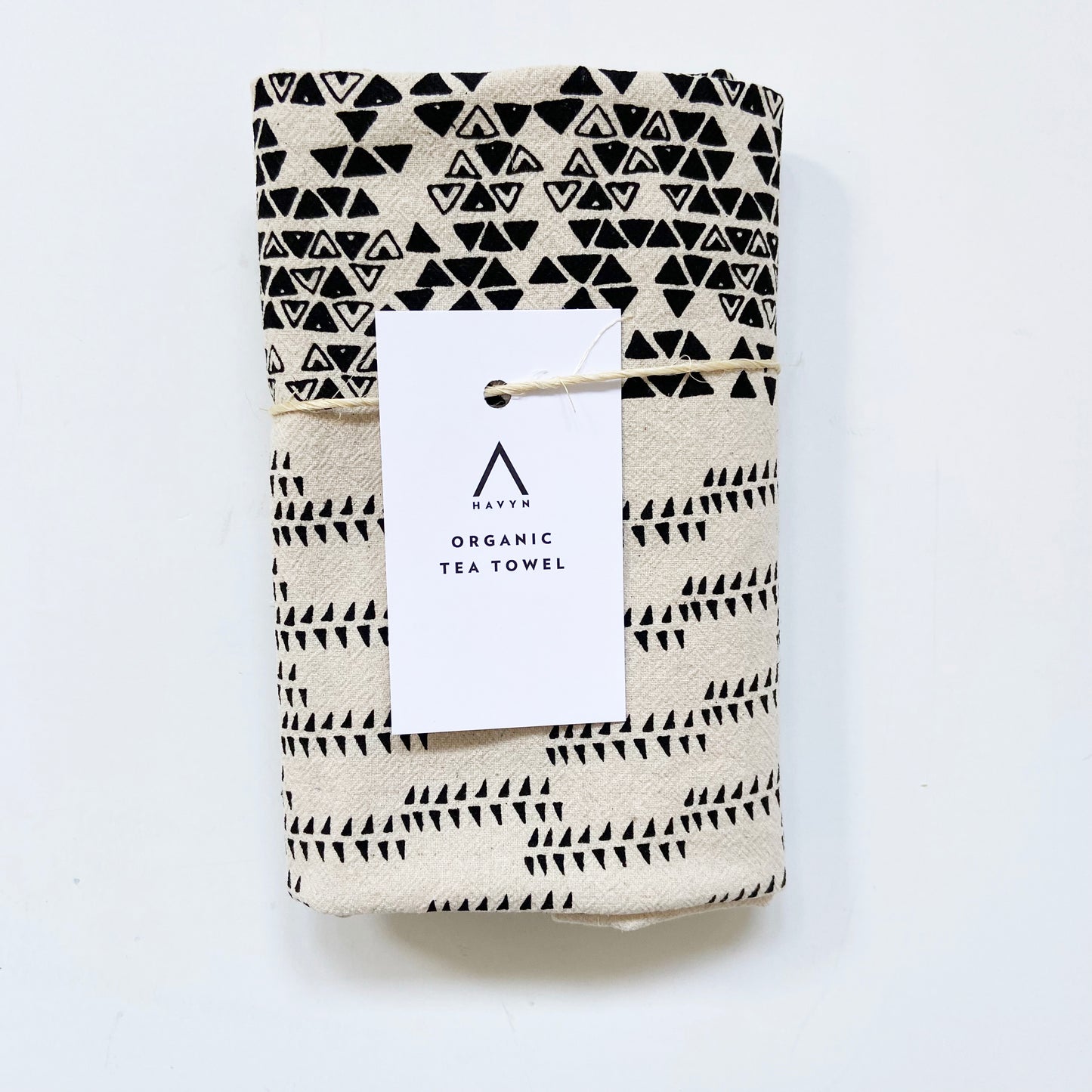 Triangle Abstract Hand Printed Organic Tea Towel